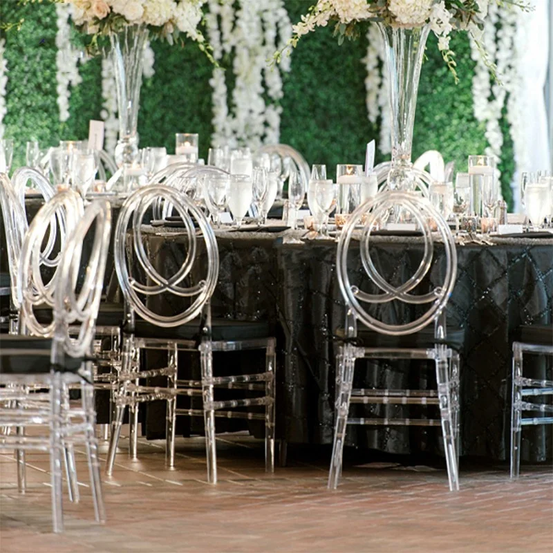 chaise en cristal transparent chaude détachable de la résine de résine de résine de résine pour moment de mariage ou fête d'hôtel