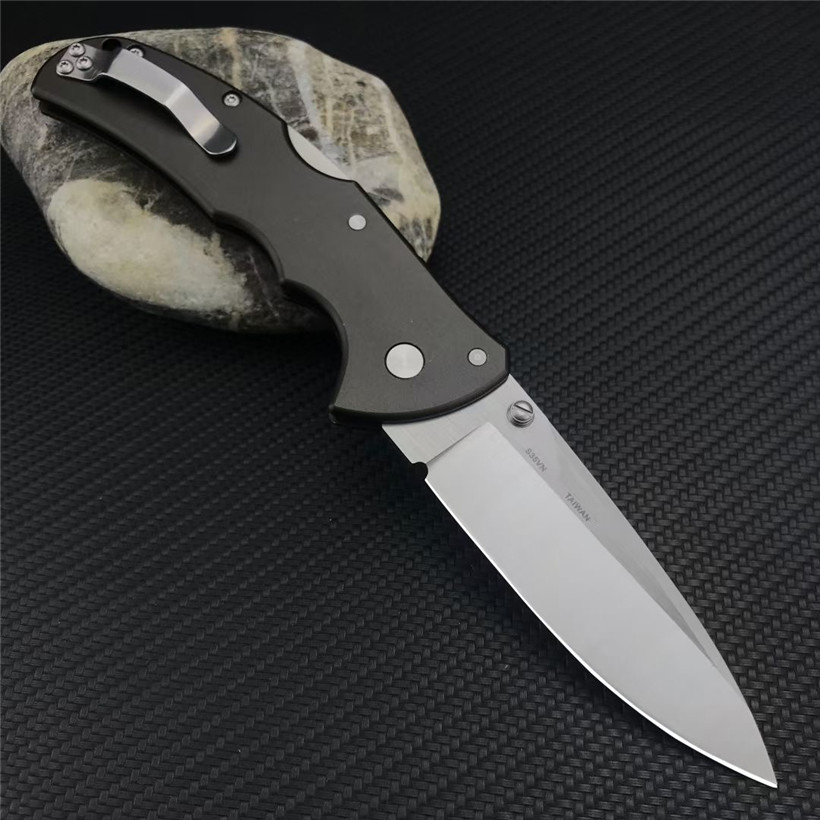 Co1d Steel Code 4 Knife 58PS Spear Point Folding Knife 3.5" S35VN Satin Plain Blade Aluminum Handles outdoor EDC Pocket Knives