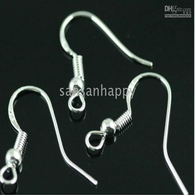 925 Sterling Silver Carring Encring Hears Fishwire Hooks Jewelry DIY 15mm Fish Hook Fok Coil Coil Wire325a