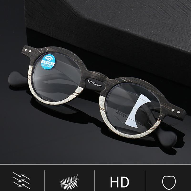 Sunglasses Retro Wood Grain Progressive Multi-focus Reading Glasses Men Women Anti-blue Light Far And Near 1 0 1 5 2 0 To 4 0Sungl2199