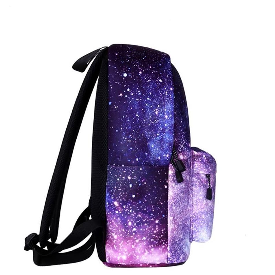 Sacs d'école pour adolescentes Space Galaxy Printing Black Fashion Star T727 Univers Backpack Women269k