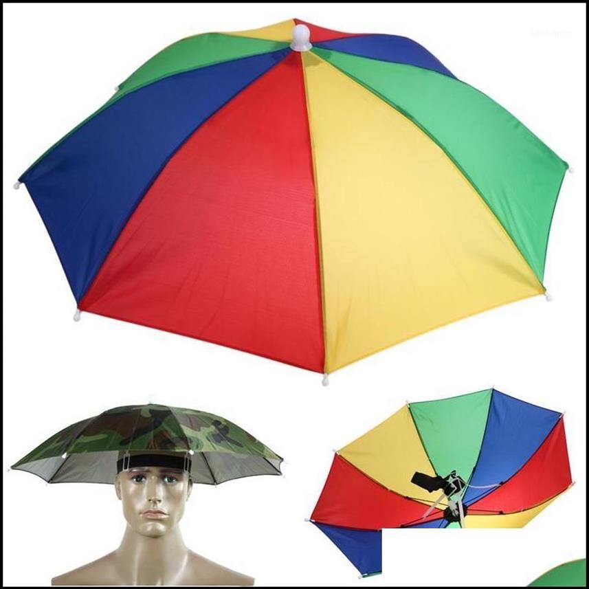 Regenschirme Haushalt Sundies Hausgarten faltbare Regenschirm Hutkappe Kopfbedeckung zum Angeln von Wanderbad Cam Headhut Hands Outdoor2688