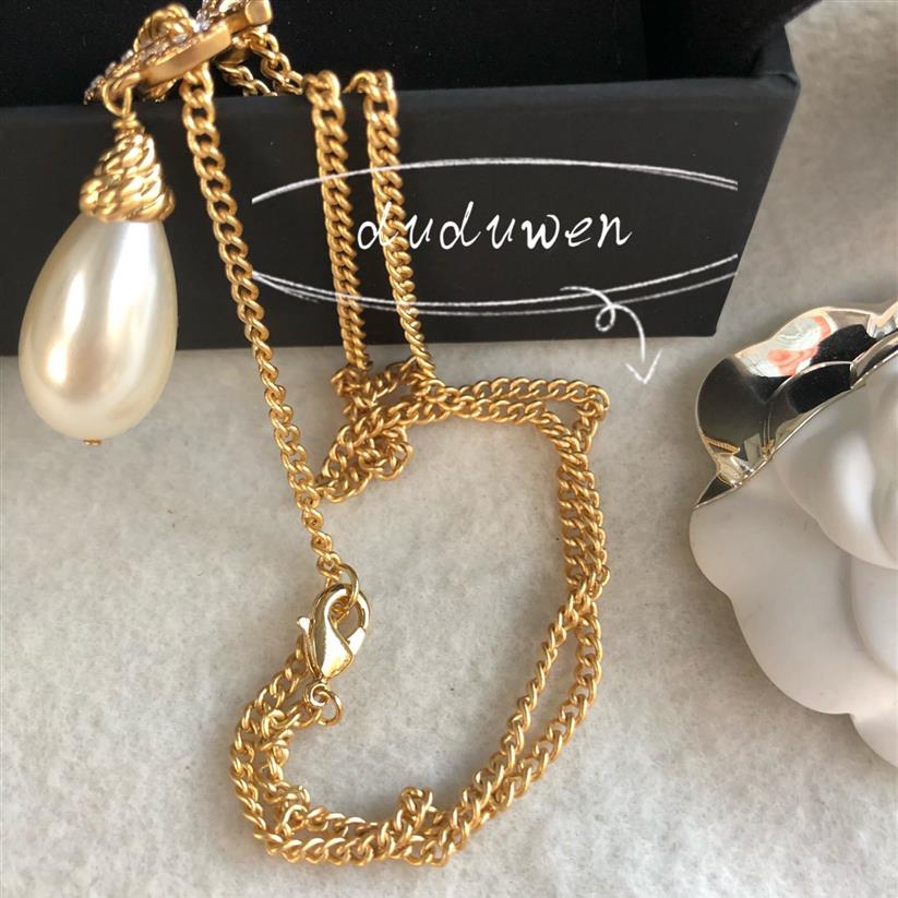 collction oggetto C Fashion Pearl Tiplana a ciondolo perle da festa in pietra splendente Collana classica perla C Regalo feste con VIP CAR328F