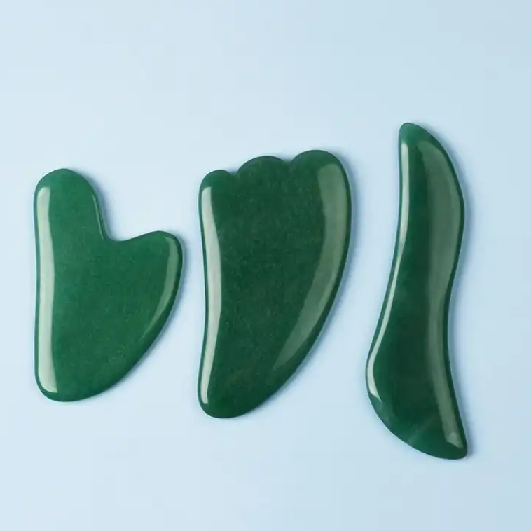 Guasha Masajı Kiti Yüz ve Vücut Kazınma Masajı Doğal Yeşil Aventurine Jade Gua Sha Yüz Aracı Set Cilt Bakımı Güzellik Ürünleri