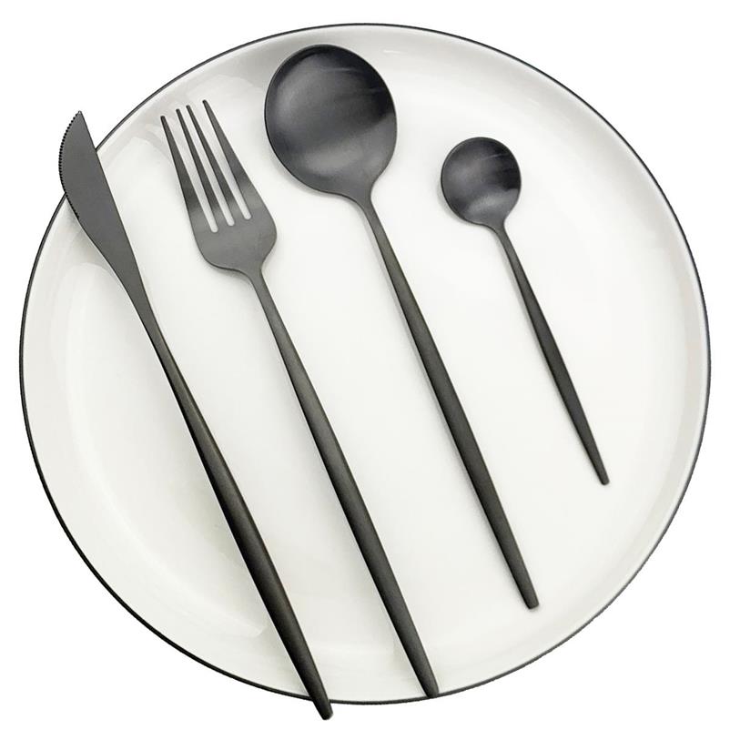 Set Black Dingeware Set 304 Couvoirs en acier inoxydable Set Lnife Fork Spoon Dinner Western Matte Speerware Rolware T2004218T