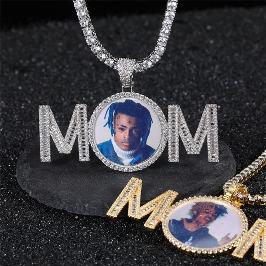 Regalo la festa della mamma Mom Custom PO Memoria collana Pendant Gold Silver placcato con corda Tennis Chain216f