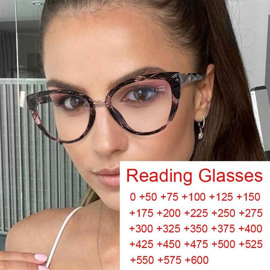 Occhiali da sole Presbyopia Reading Glasses 2021 Anti Blue Light Computer Gat Eye Woman Designer Eyepilasses Telaio Oculos de Grau337a