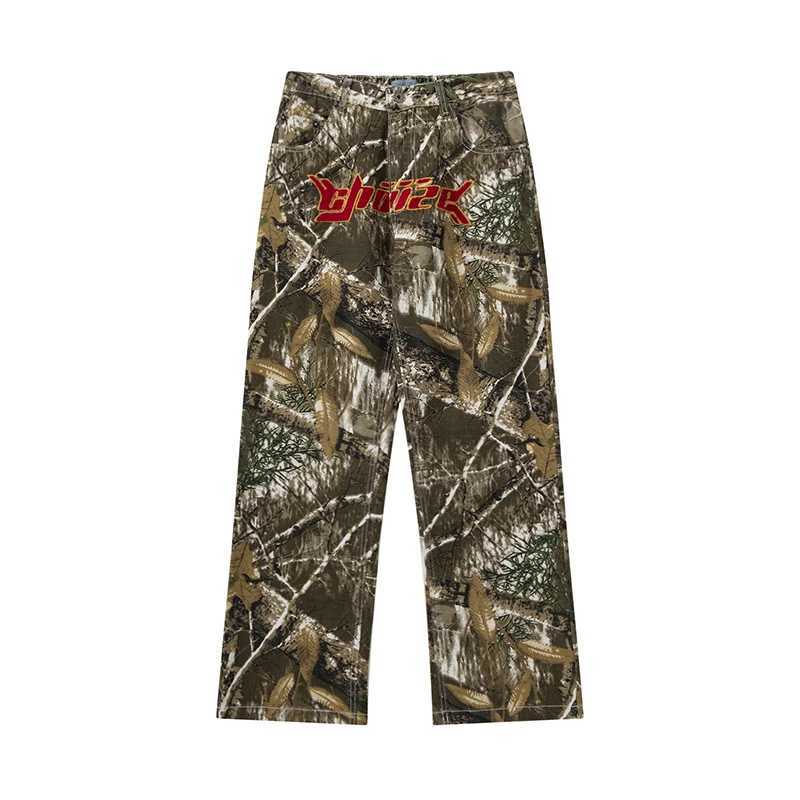 Men's Jeans Letter Touleau Broderie Camouflage Cargos pour hommes Streetwear Casual Y2K Baggy Pantalon Pantalon surdimensionné UNISE