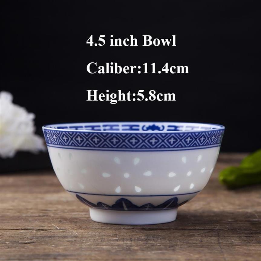 4 5 -calowa miska ryżowa Jingdezhen niebiesko -biała porcelanowa zastawa stołowa chińskie smokowe zastawy stołowe ceramiczne miski zupy ramen Holder 247H