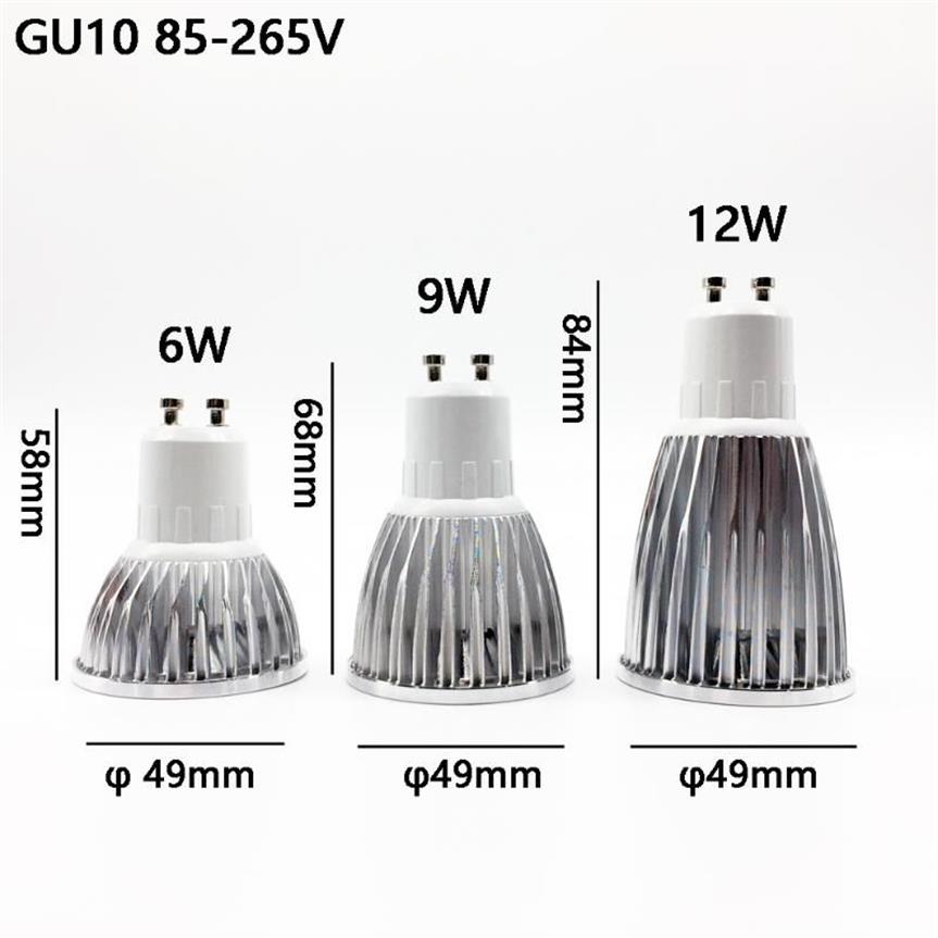 電球超明るgu10電球微量110v 220v暖かい純粋な冷たい白85-265v 6w 9w 12wコブランプLED Spotlight240n