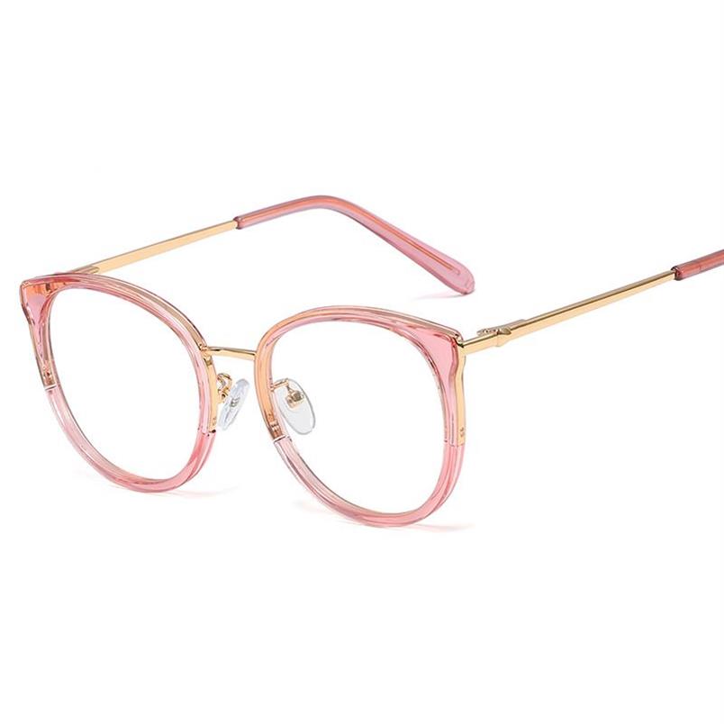 Zonnebrillen oogglazen frames voor vrouwen retro myopia bijziende anti -blauw licht heldere lens zwarte ronde transparant vrouwelijk284s