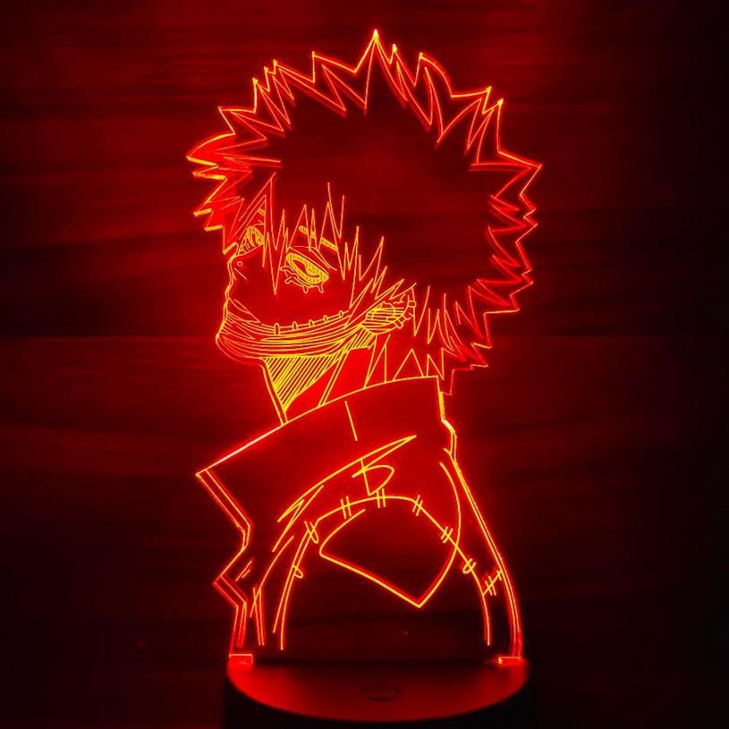 My Hero Academia Dabi Figurer 3D Anime Lamp Nightlight Model Toys Boku No Hero Academia Dabi Figurine Collection Led Toy267L