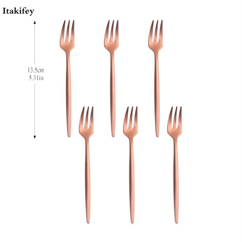 Fruit Fork Spoon lnife Set Gâteau en acier inoxydable pour dessert Red Small Fork Fork Rainbow Dessert Creativity Fork For Drop Y3052