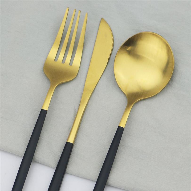 białe złoto sztućce LNIfe Deser Fork Spoon Dinner Strale stolika ze stali nierdzewnej Silverware Silne oprogramowanie 201128207m