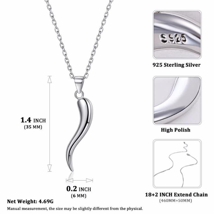 Colliers pendants Collier de corne italienne 925 Serling Silver 18 Chaîne de câble Cornicello Cornetto Amulet Jewelry P13274B236E
