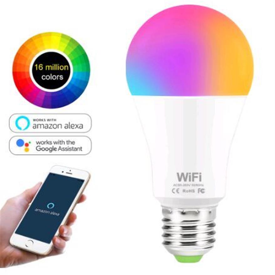 15W WiFi Smart Light Bulb RGB White Magic Lamdimmable LED E27 B22 WiFi -bollen compatibel met Amazon Alexa Google Home Smartphone259J