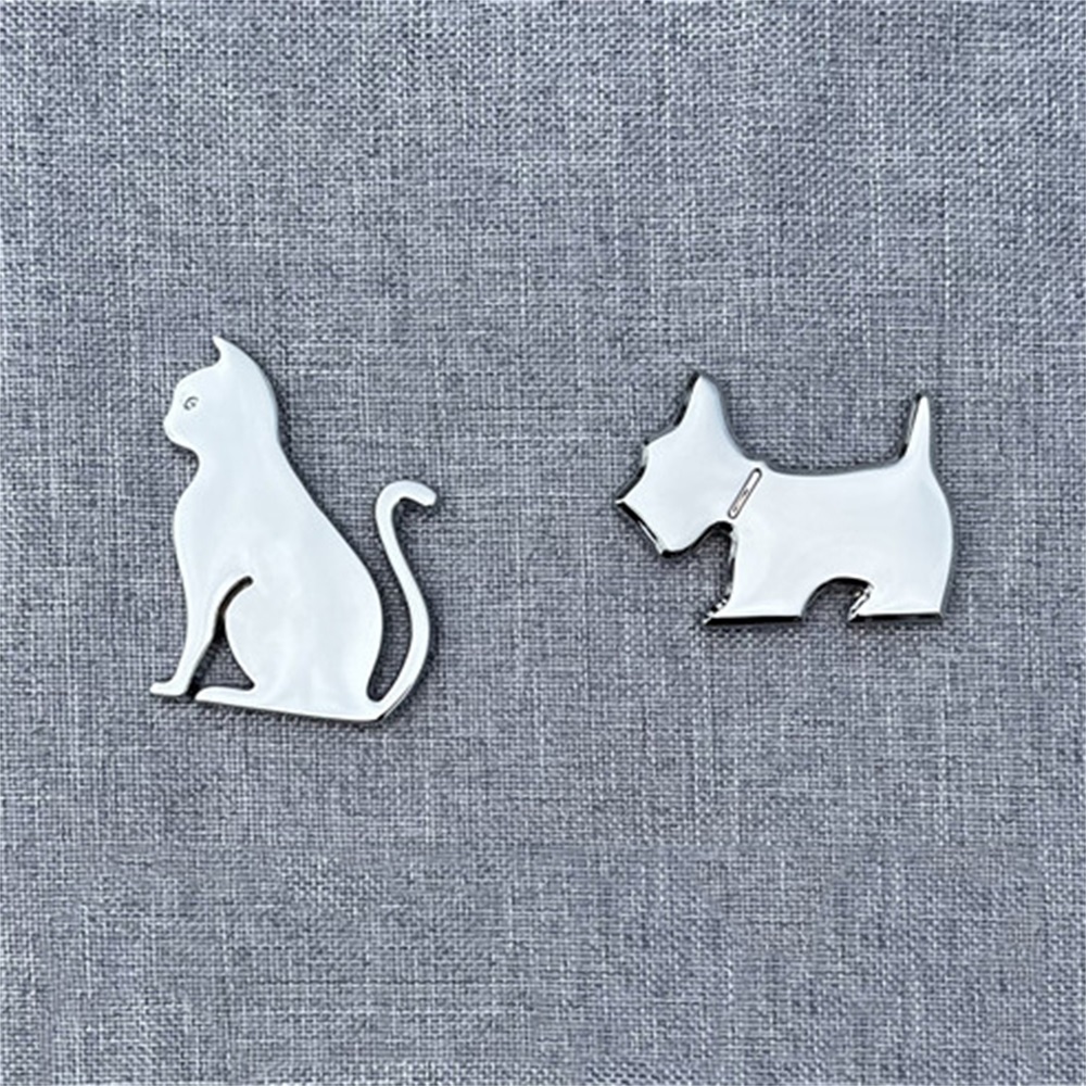 Silver 6/10/12inch Car Personalized Car Sticker Cute Pet Cat Pet Dog Bat Car Logo Cartoon Animation Metal Car Sticker Body Sticker Tail Label