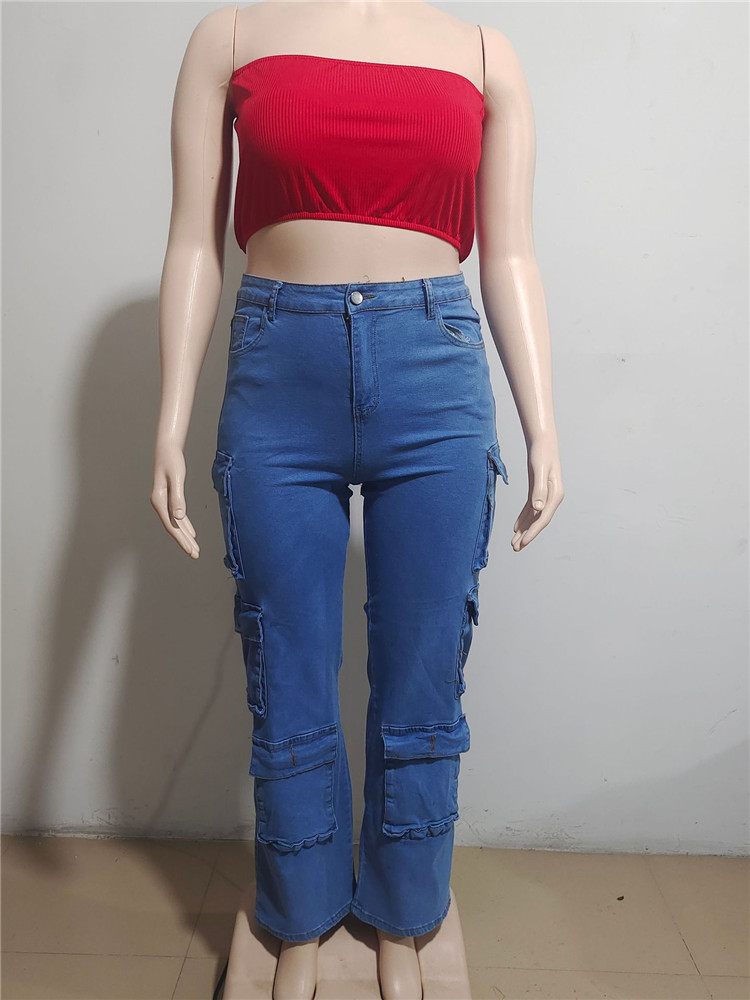 2024 jeans de grife para mulheres azuis de cintura alta plus size 3xl calça jeans bolsões vintage calças de streetwear de rua de streetwear de streetwear.