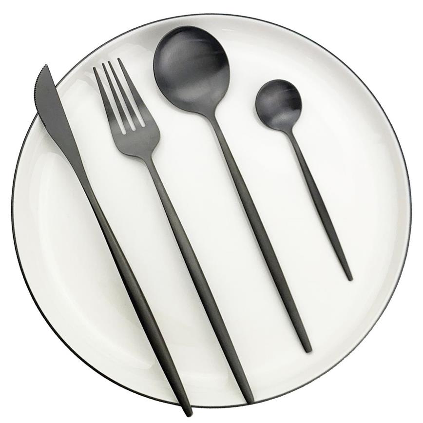 set di posate opache nere 304 le stoviglie in acciaio inossidabile set lnife forcone posate posate occidentali di argenteria cucina occidentale T2238B T2238B