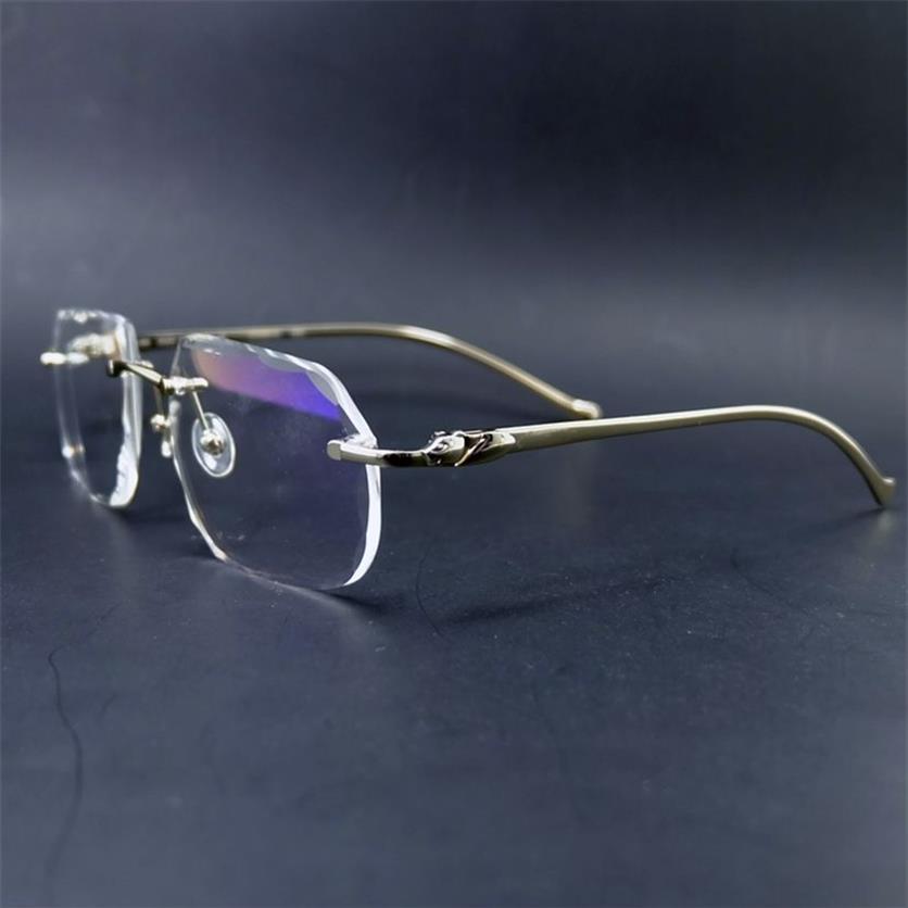 Diamond Cut Gereeglasses Frame Clear Carter Rimless Eye Glasses Frame för män och kvinnor Lyxiga glasögon OCULOS EE GAU261X