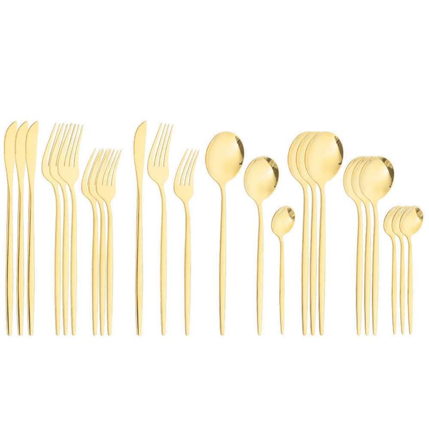 Bedeckter goldener Edelstahl Besteck Gold Tabelle Castlery Dinner Set Lnife Fork und Löffel Couverts de Tisch Vaisselle X02353