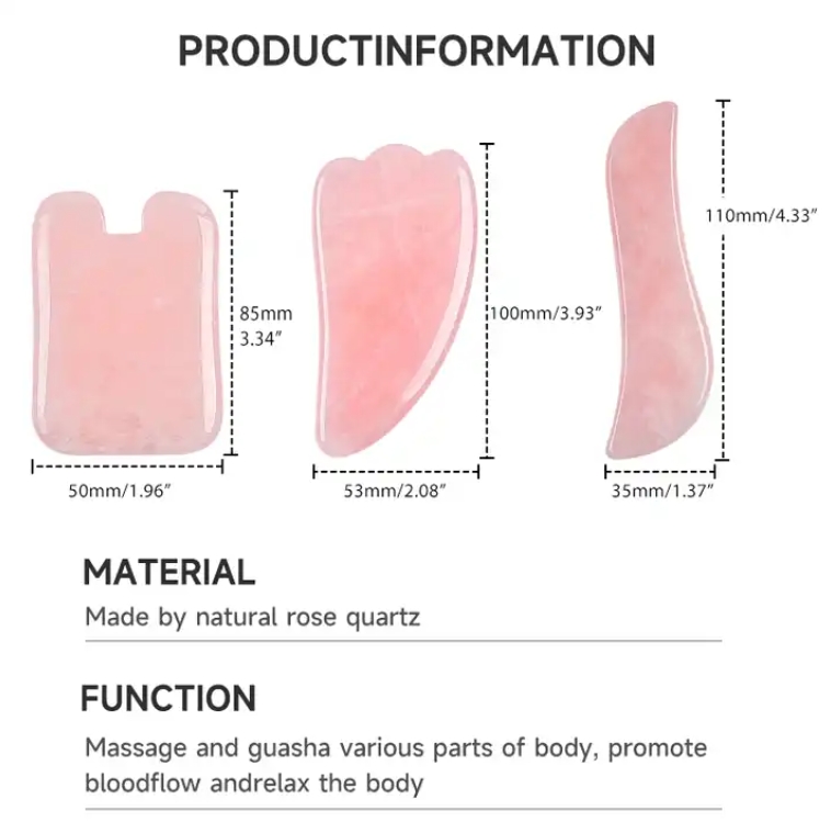 Ручная розовая Quartz Jade Gua Sha Инструменты с подарочной коробкой Натуральный хрустальный массаж Guasha Массаж