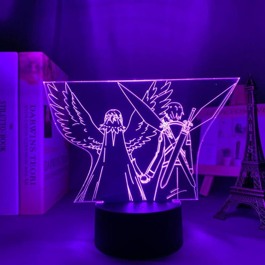 Nattlampor akryl 3d LED -ljus anime svärd konst online figur för sovrum dekor nattljus födelsedag present bord rum lamp manga s273r
