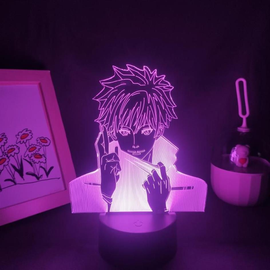 Gece Işıkları Jujutsu Kaisen Anime figürü gojo Satoru 3d LED lambalar RGB Neon USB Yatak Odası Masa Masası Dekorasyon Manga Doğum Günü hediyesi263L