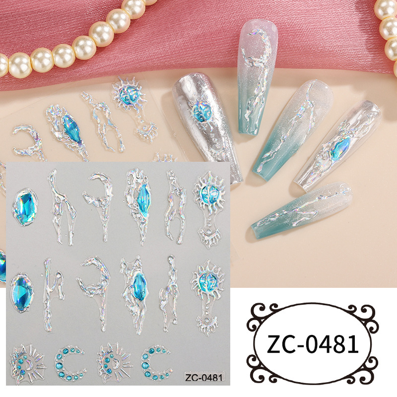 5 feuilles Moon Star Nail Art Stickers décalants