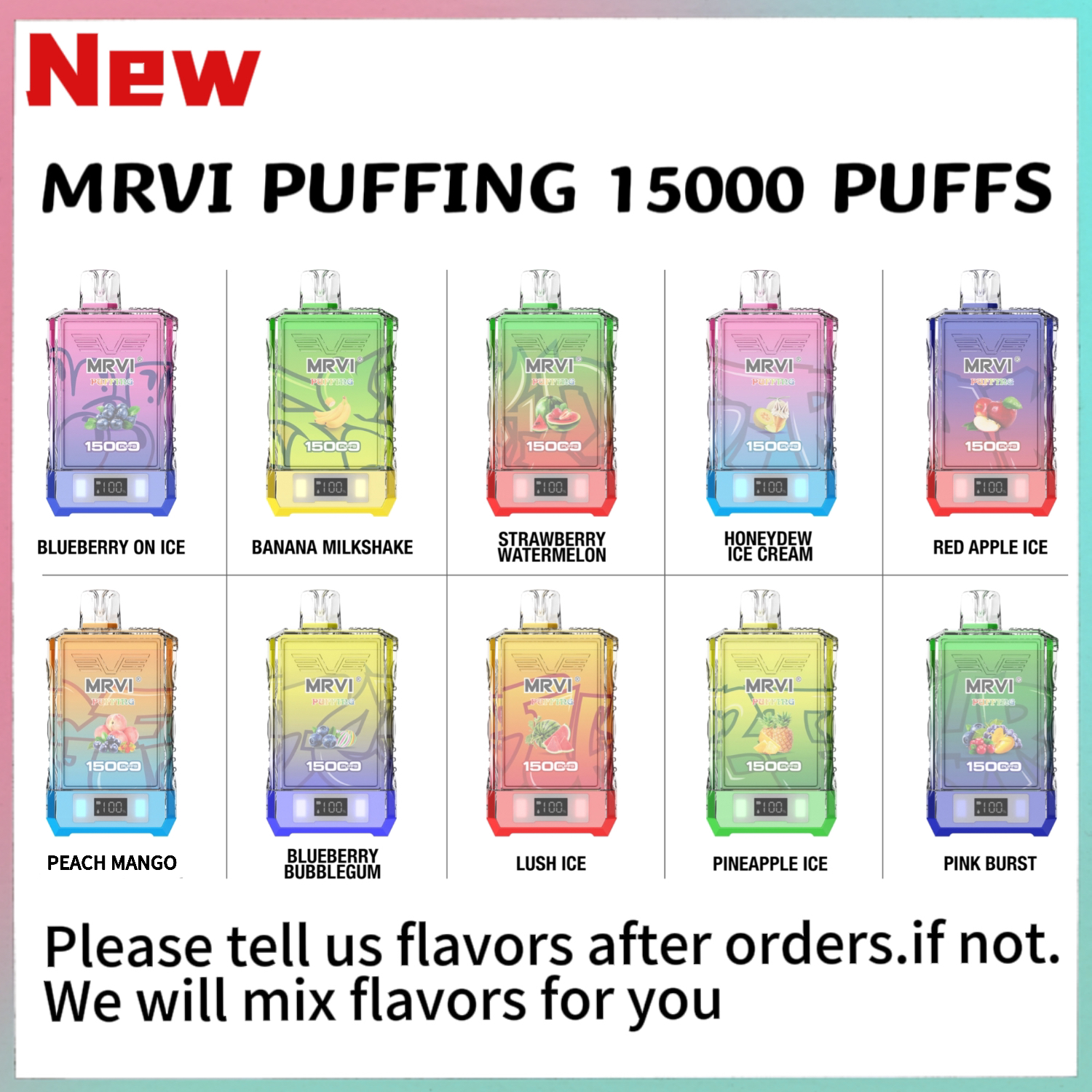 Originale Vaper MRVI PUFFING 15000 Puffs Bar puff 12000 Sigarette elettroniche nave libera Vapes usa e getta bobina a rete libera nave 750 Mah cordino schermo di visualizzazione