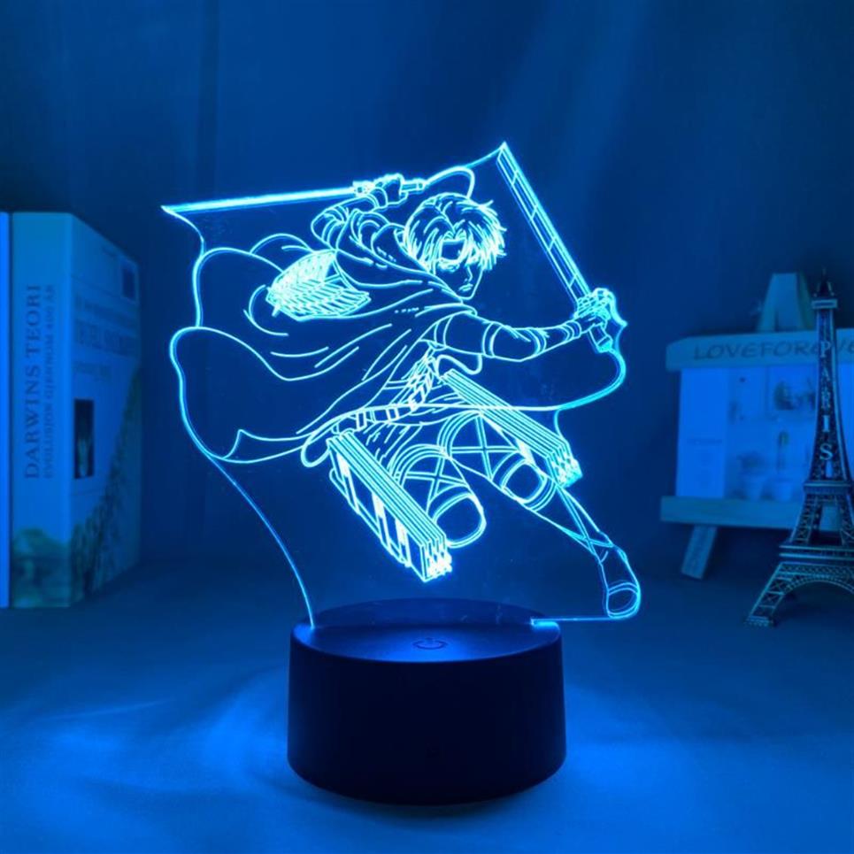 Night Lights Anime Attack na lekkiej lampie LED Titan do sypialni Dekoracja dla dzieci Tabilka prezentowa 3D AOT287G