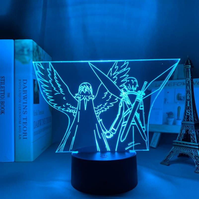 Nachtleuchten Acryl 3D LED Light Anime Schwert Kunst Online -Figur für Schlafzimmer Dekor Nachtlicht Geburtstag Geschenk Tabelle Zimmer Lampe Manga S251s