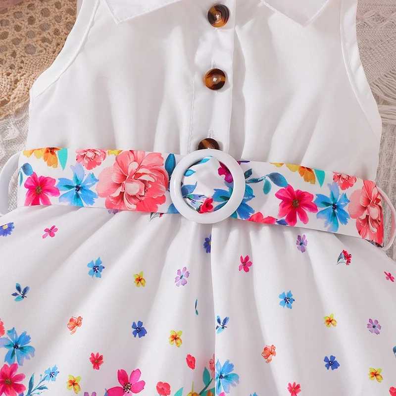 Girl's Dresses Dress For Kids 3-36 Months Korean Style Sleeveless Cute Button Summer Floral Princess Formal Dresses Ootd For Newborn Baby GirlL231222