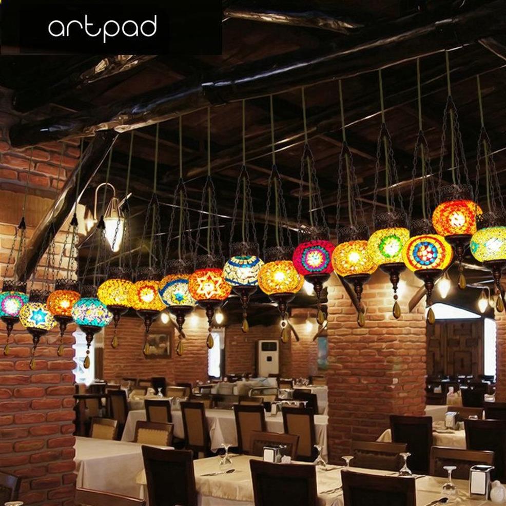 Artpad Bohemia Mediterranean Lighting Turkish Restaurant Pendant Lights 110-220V MOCCAN MOSAIC LAMP HOME LED Bar Hanging Light L246E