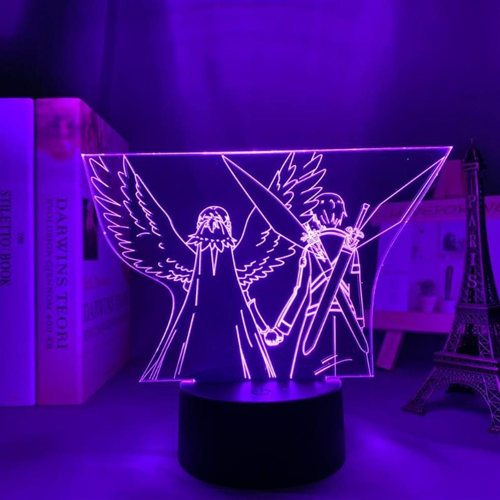 Nattlampor akryl 3d LED -ljus anime svärd konst online figur för sovrum dekor nattljus födelsedag present bord rum lamp manga s265a