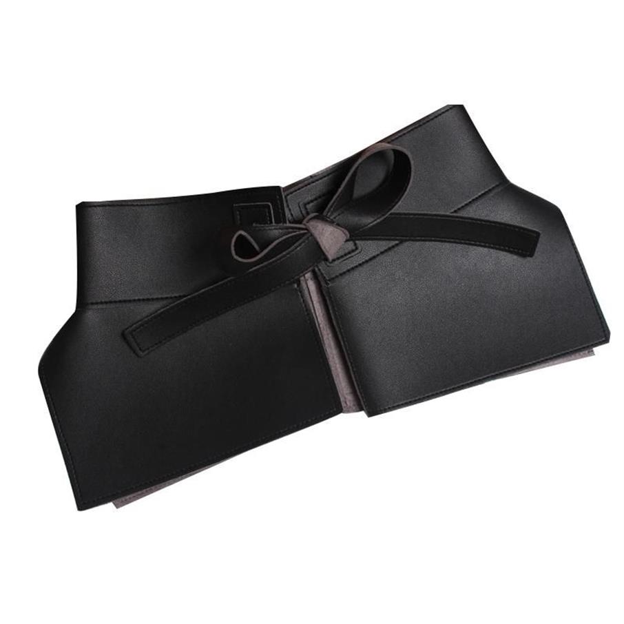 Spring Solid Color Black Red Pu Leather Bow Belt Women Fashion Tide All-Match245Z