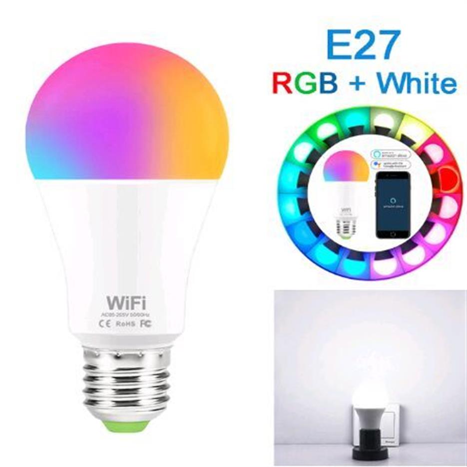 15W WiFi Smart Light Bulb RGB White Magic Lamdimmable LED E27 B22 WiFi -bollen compatibel met Amazon Alexa Google Home Smartphone259J