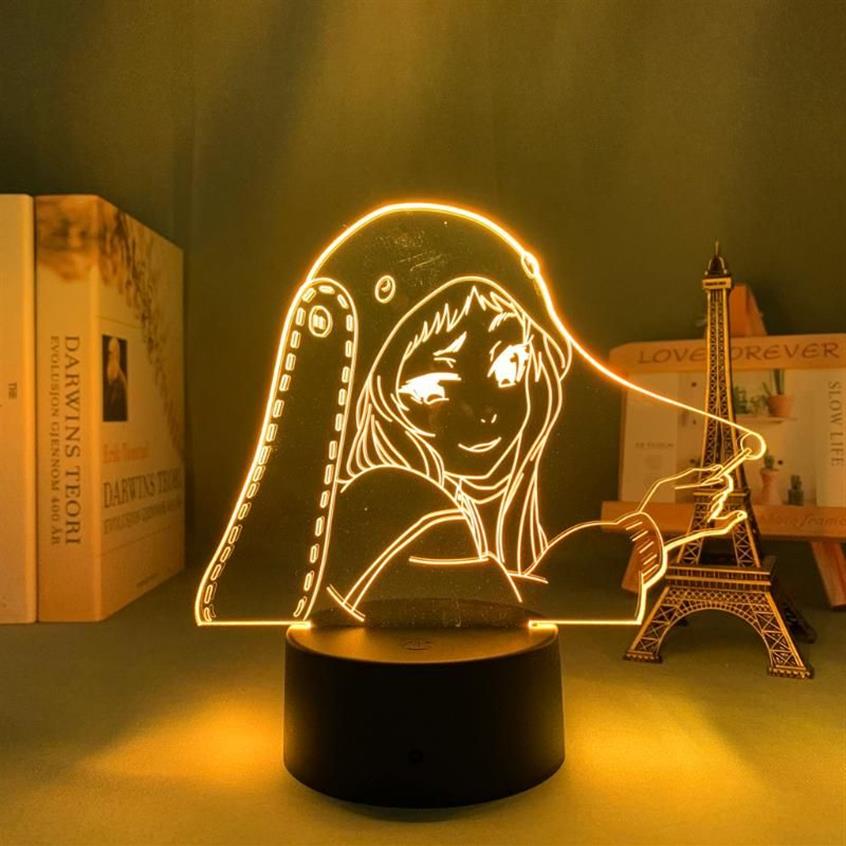 Night Lights Anime 3D Light Kakegurui Gambler compulsif Runa Yomozuki Figure pour les enfants Décor de chambre Nightlight Manga Gift Room Ta221Q