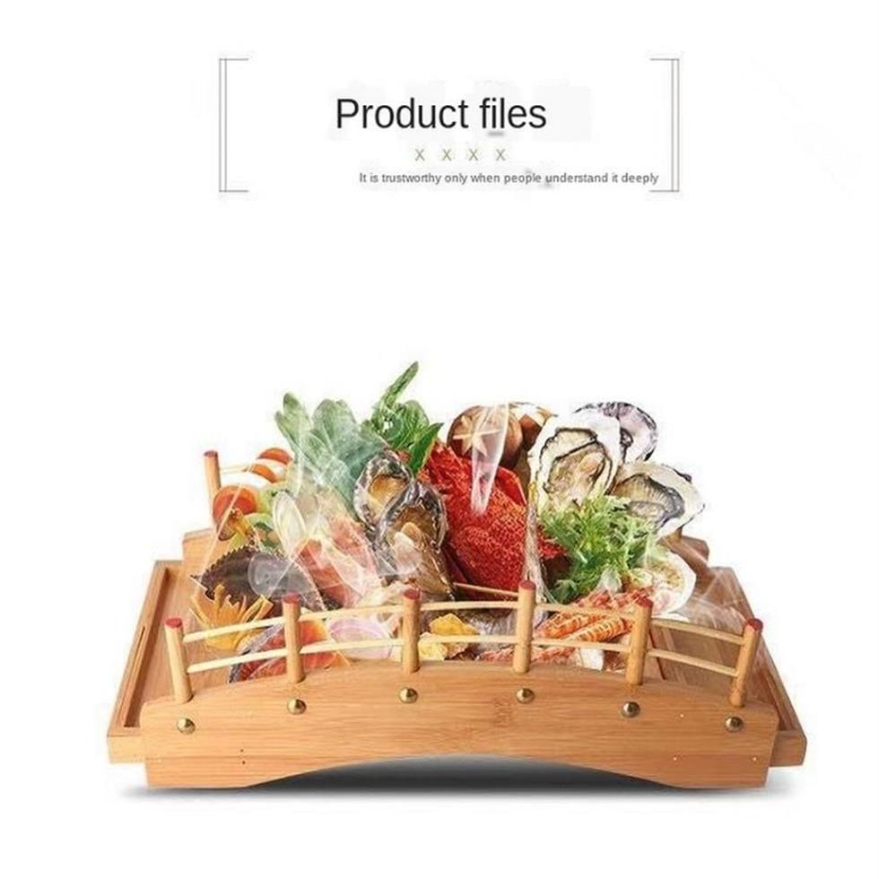 Dishes & Plates Japanese-Style Sushi Boat Wooden Arch Bridge Tableware Fresh Seafood Of Sashimi Cooking Platter Dragon Plate293S