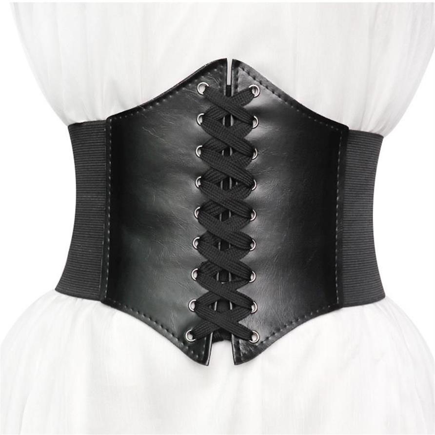 Belts Corset Wide Pu Leather Belt Cummerbunds Strap For Women Elastic Tight High Waist Slimming Body Shaping Girdle 65-75cm185i