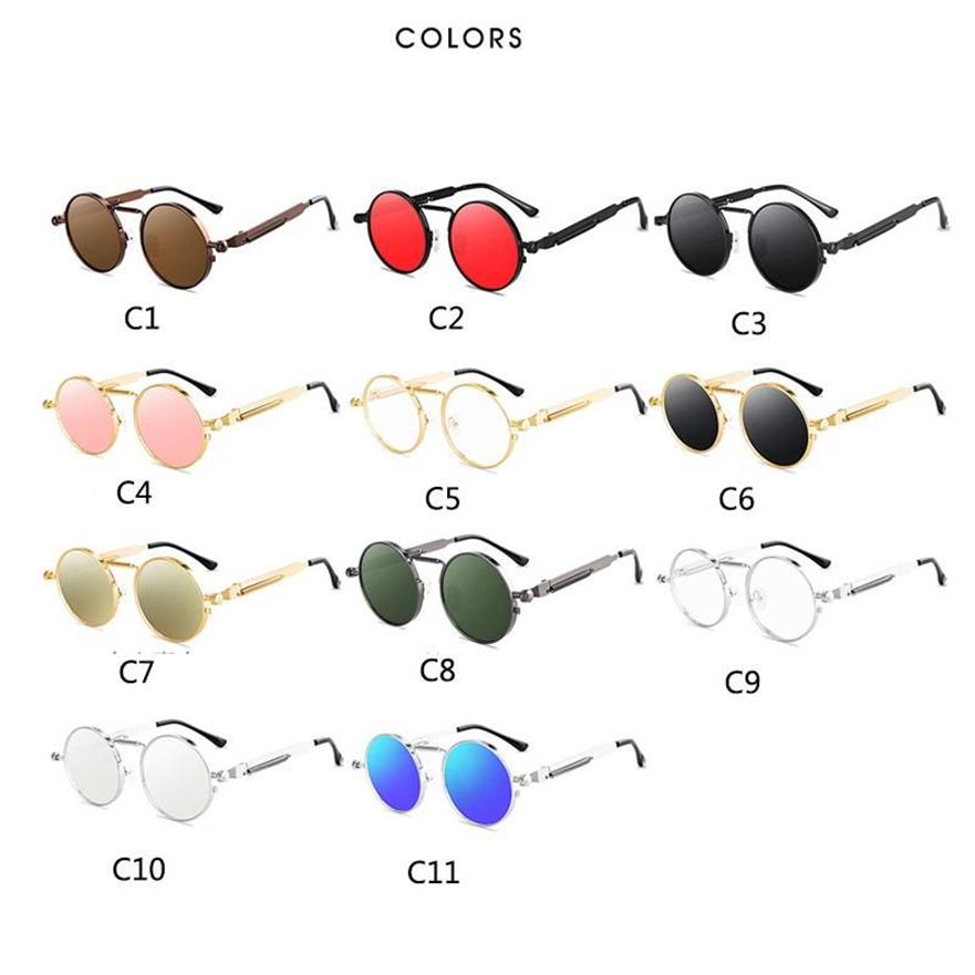 Óculos de sol Mclexn redondo metal steampunk masculino glasses de moda designer de marca Retro vintage uv4001236q