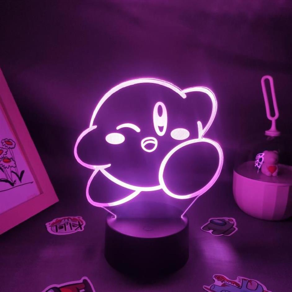 Gioco di luci notturne Kirbys 3D LED RGB Light Colorful Birthday Regalo bambini bambini Bambini Lava Lampada Lampada Gaming Room Decoratio272Q