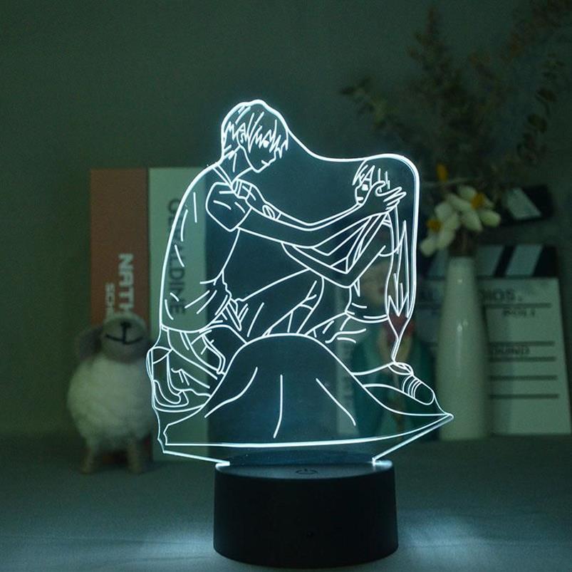 Nachtlichter Acryl 3D LED Nightlight Anime Obstkorb Figur Manga Licht für Kinder Geburtstagsgeburtstag Geschenk Schlafzimmer Dekor Bett DE304M