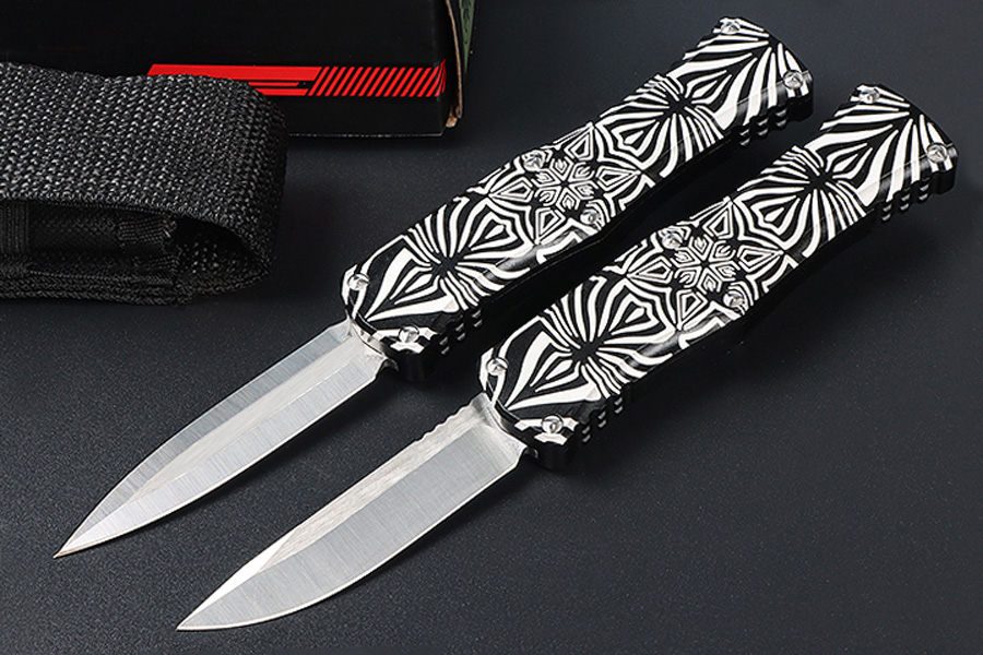 Promotion High End M7688 AUTO Tactical Knife D2 Satin Blade CNC 6061-T6 Handle EDC Pocket Gift Knives With Nylon Bag