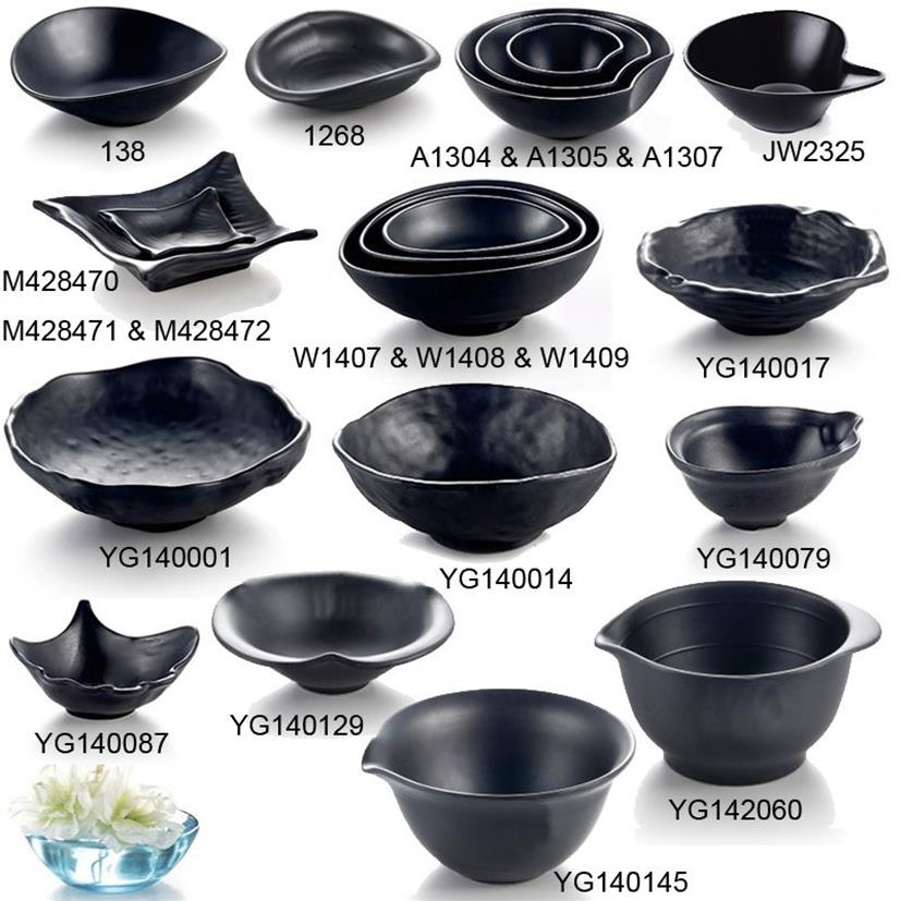 Melamine Staliwa zastawy Czarna Owalna Ramen Bowl Koreańska restauracja A5 Melamine Big Bowls Melamine Strewa Whole281L