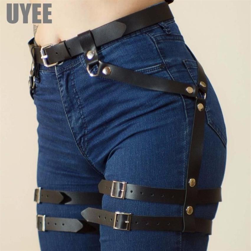 Les femmes de la mode Uyee exploitent des ceintures de jarrets gothiques Gothic Belt Lingerie Harajuku Beltes de jambe Sous-suspendeurs en cuir pour femmes Belt279E