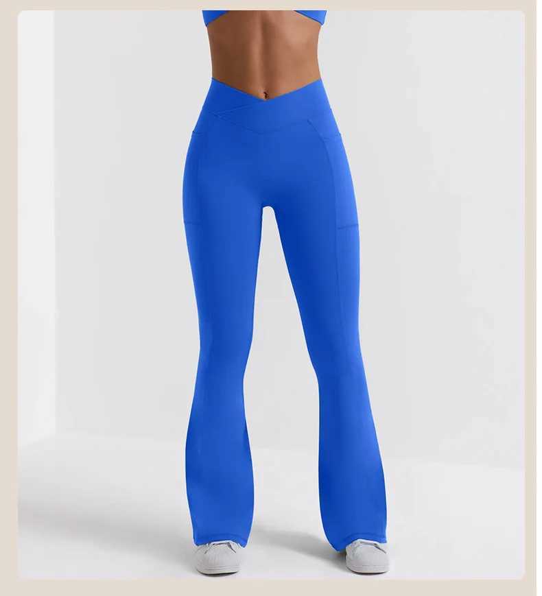 Pantalon de yoga à taille haute de la tenue de yoga avec levage de la hanche et la contraction abdominale pantalon micro Flare pour la course de fitness et sportif de nouveaux tracel231221