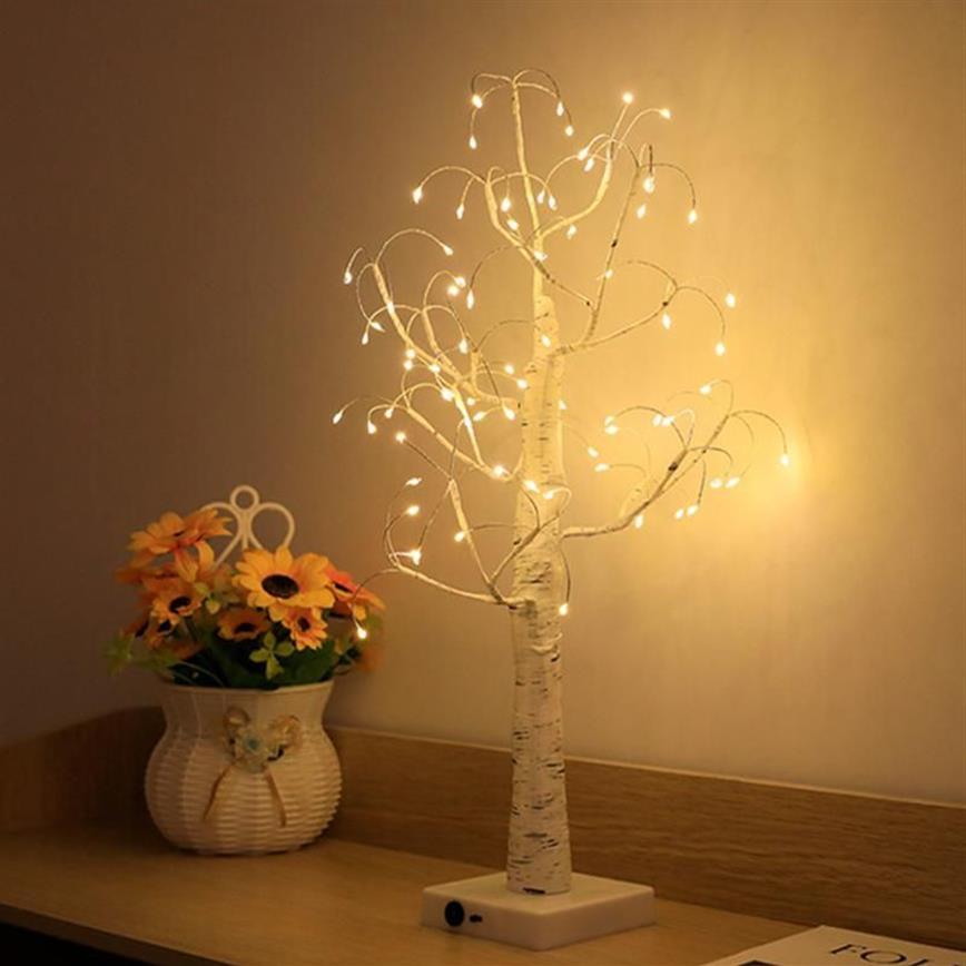 Nattljus ledde Fairy Light Birch Tree Lamp Holiday Lighting Decor Home Party Wedding Indoor Decoration Christmas Gift199B