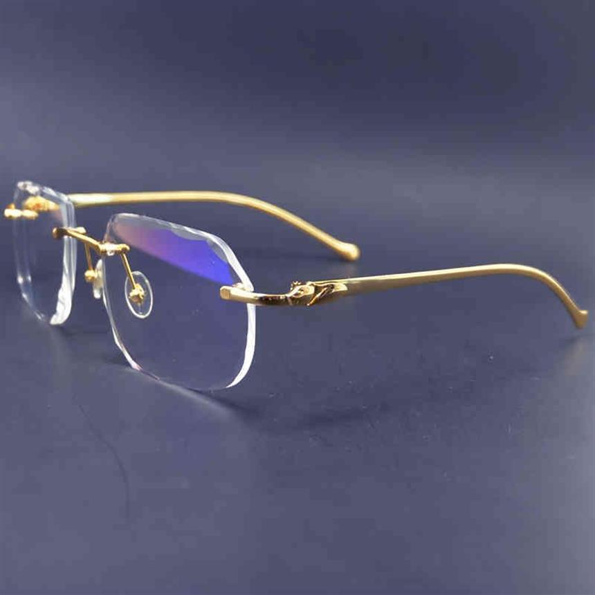 Diamond Cut Gereeglasses Frame Clear Carter Rimless Eye Glasses Frame för män och kvinnor Lyxiga glasögon Oculos EE Gau37f