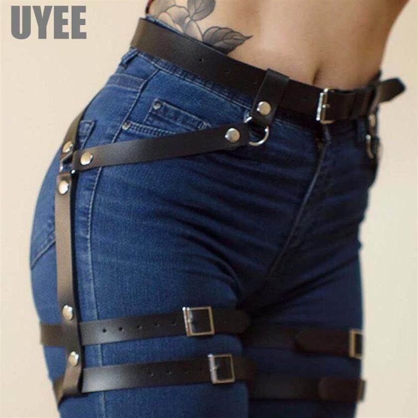 Les femmes de la mode Uyee exploitent des ceintures de jarrets gothiques Gothic Belt Lingerie Harajuku Beltes de jambe Sous-suspendeurs en cuir pour femmes Belt279E